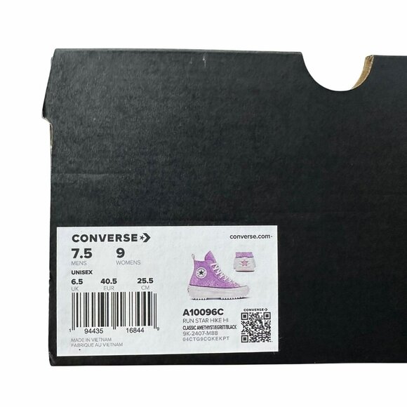 ✨Converse Run Star Hike Platform Hi 7.5 Men Shoes Sneaker Glitter Purple A10096C - Picture 8 of 9